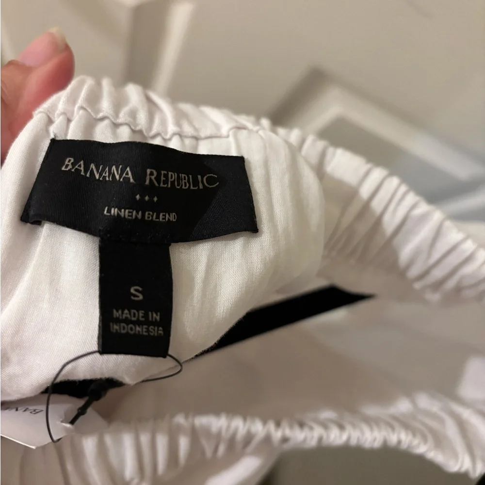 Banana Republic White Off-Shoulder Tie Front Linen Blend Sundress Small - Picture 2 of 8